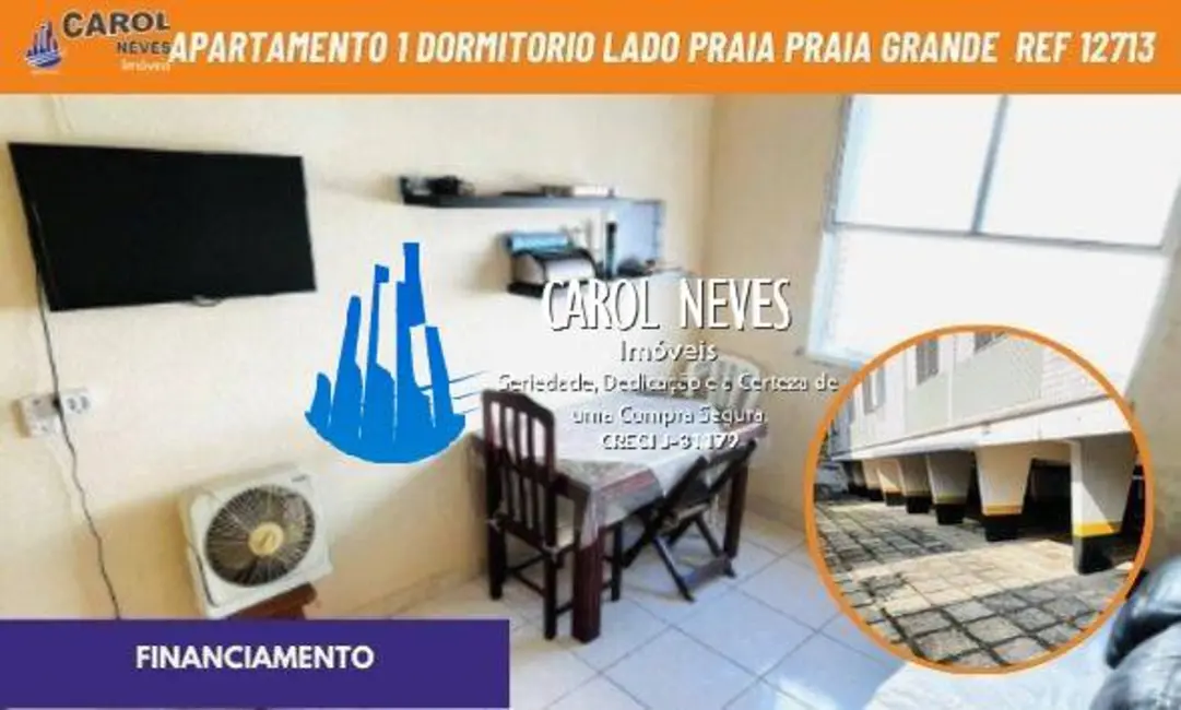 Foto 1 de Apartamento com 1 quarto à venda, 40m2 em Ocian, Praia Grande - SP