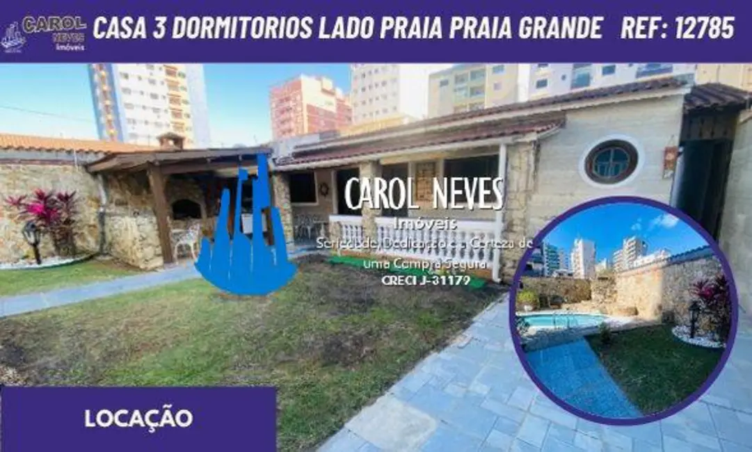 Foto 1 de Casa com 3 quartos para alugar, 80m2 em Tupi, Praia Grande - SP