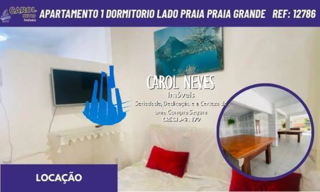 Foto 1 de Apartamento com 1 quarto para alugar, 36m2 em Tupi, Praia Grande - SP