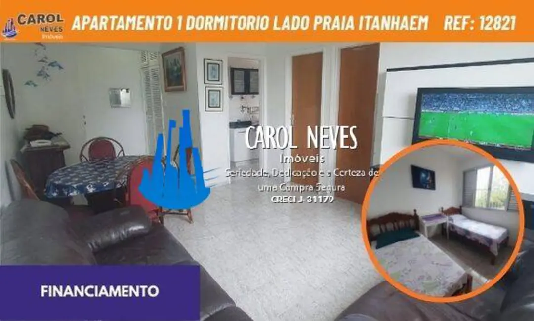 Foto 1 de Apartamento com 1 quarto à venda, 58m2 em Centro, Itanhaem - SP