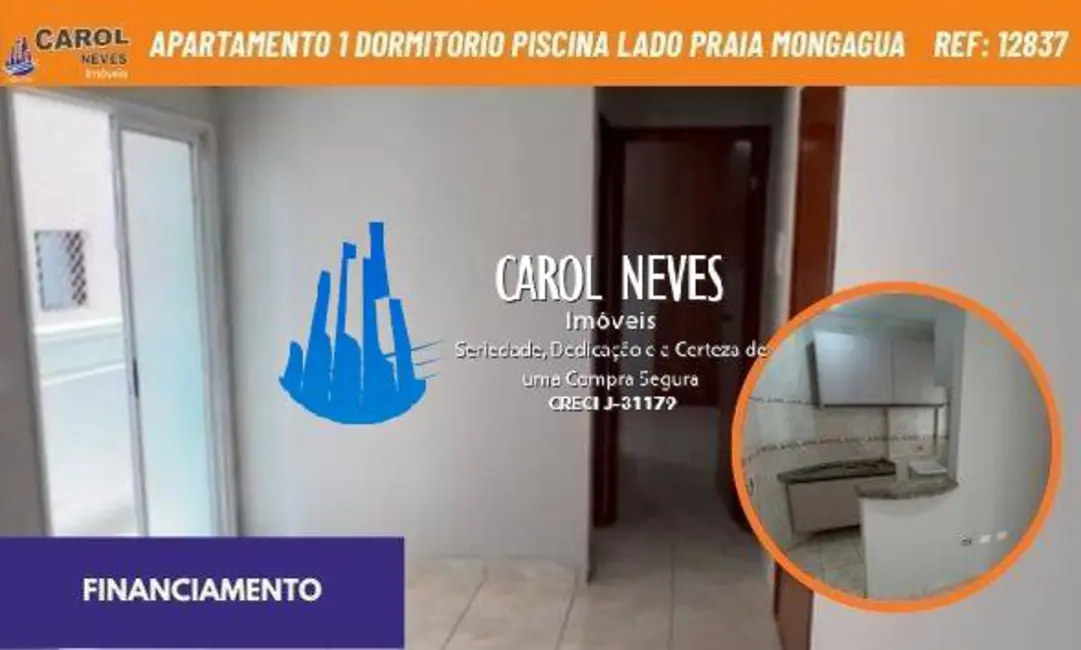 Foto 1 de Apartamento com 1 quarto à venda, 32m2 em Boqueirão, Praia Grande - SP