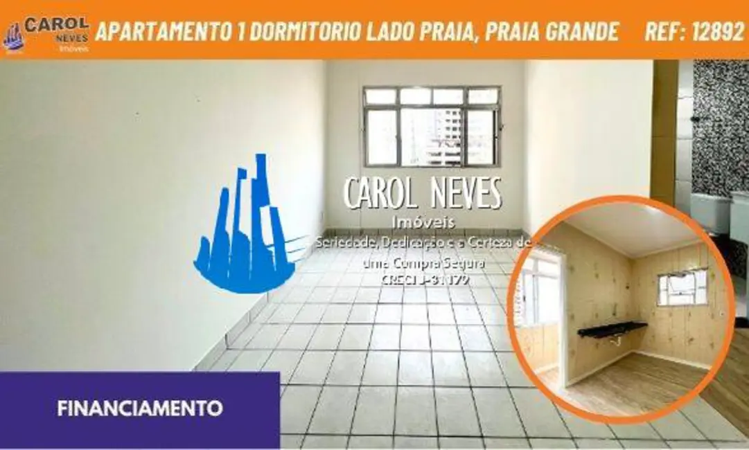 Foto 1 de Apartamento com 1 quarto à venda, 46m2 em Aviação, Praia Grande - SP