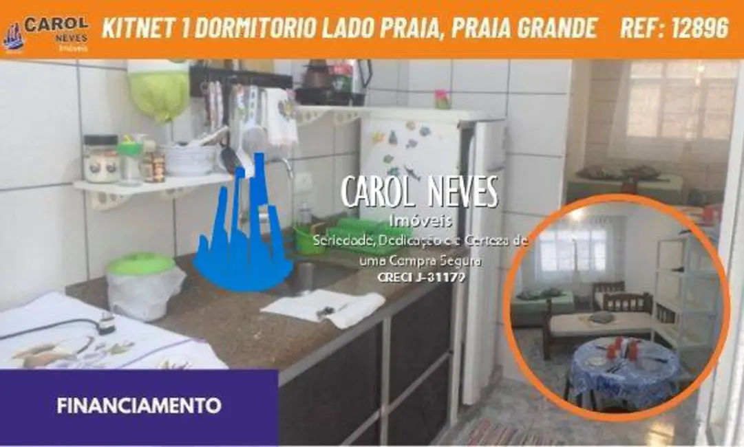 Foto 1 de Kitnet com 1 quarto à venda, 32m2 em Real, Praia Grande - SP