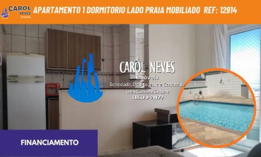 Foto 1 de Apartamento com 1 quarto à venda, 40m2 em Ocian, Praia Grande - SP