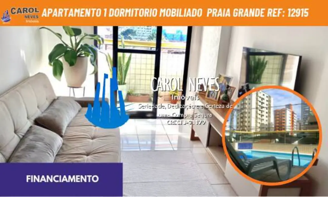 Apartamento com 1 quarto à venda, 50m2 em Guilhermina, Praia Grande - SP - imagem 1 Foto 1 de Apartamento com 1 quarto à venda, 50m2 em Guilhermina, Praia Grande - SP