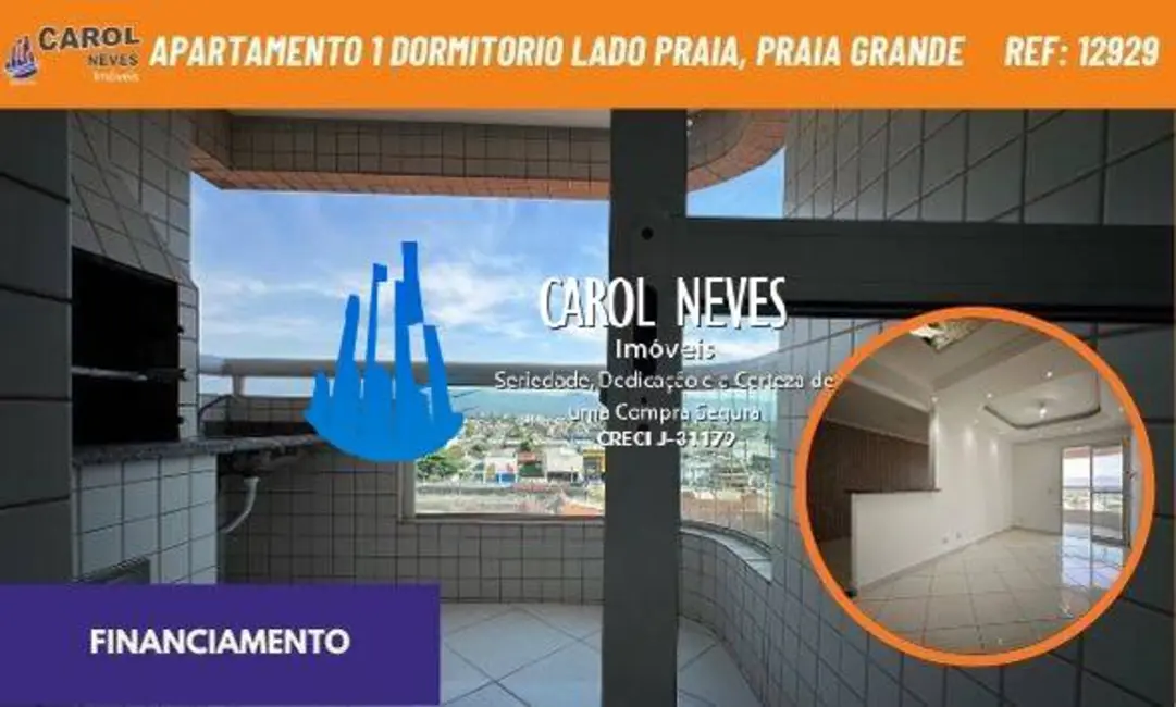 Foto 1 de Apartamento com 1 quarto à venda, 49m2 em Aviação, Praia Grande - SP