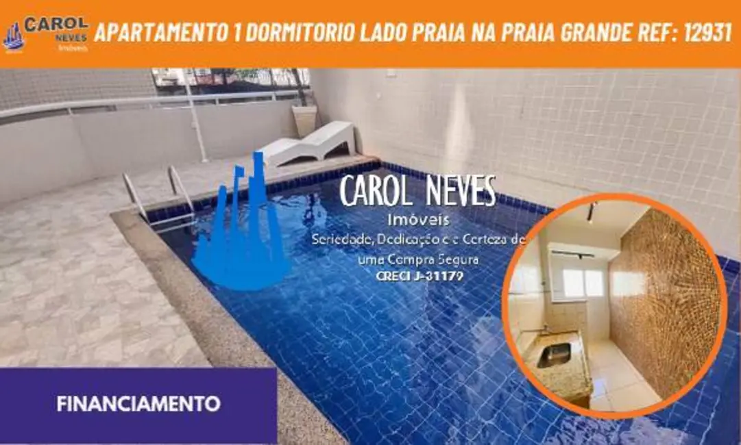 Foto 1 de Apartamento com 1 quarto à venda, 30m2 em Aviação, Praia Grande - SP