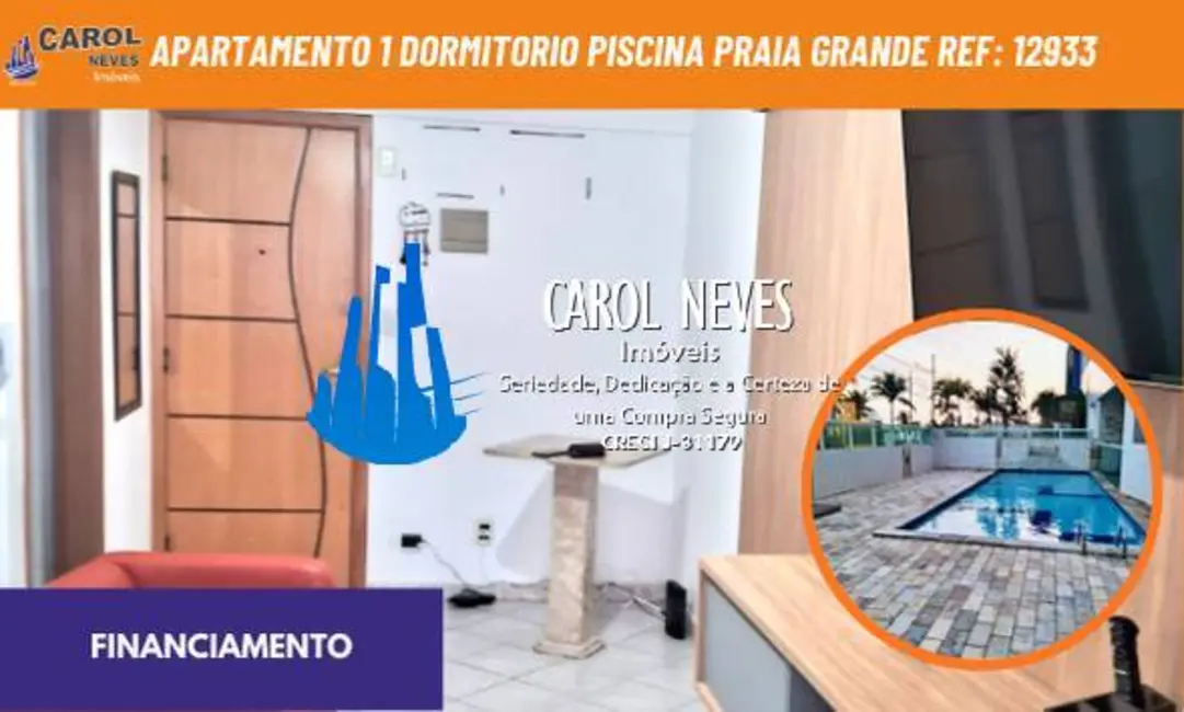 Foto 1 de Apartamento com 1 quarto à venda, 51m2 em Mirim, Praia Grande - SP