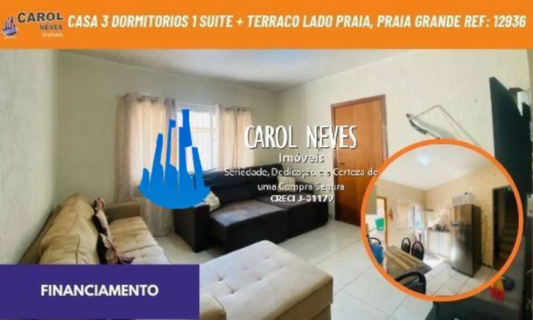 Foto 1 de Casa com 3 quartos à venda em Guilhermina, Praia Grande - SP