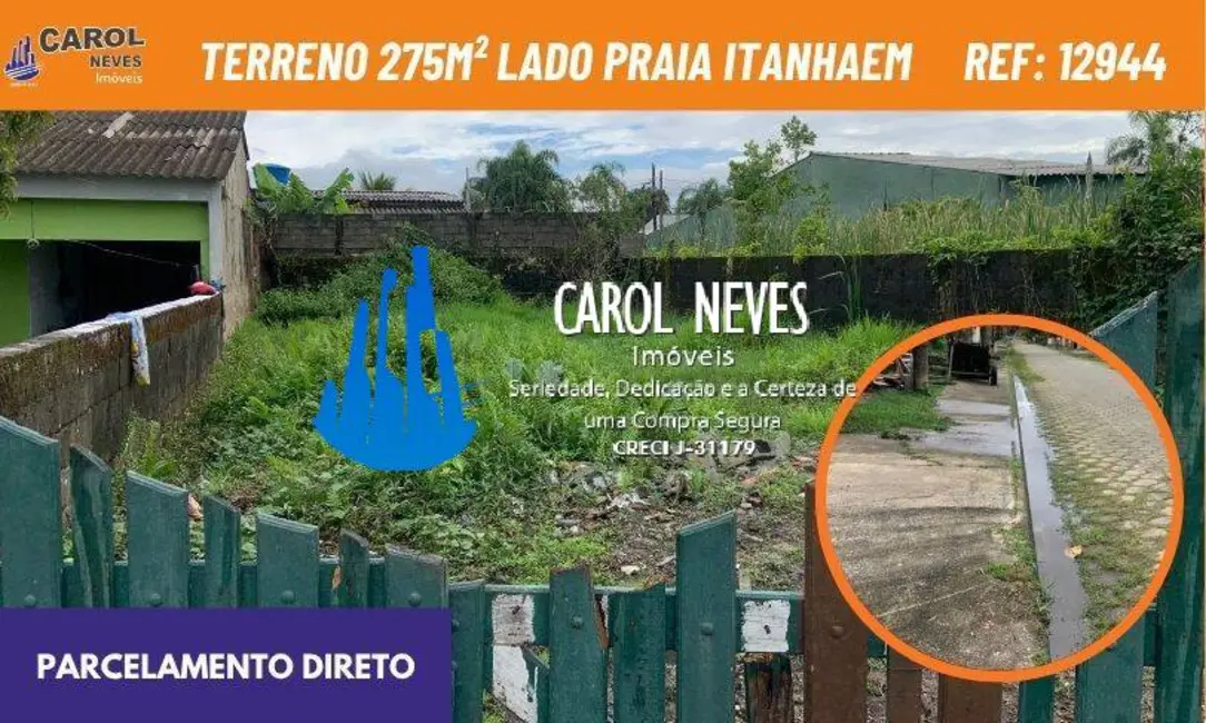 Foto 1 de Terreno / Lote à venda, 275m2 em Itanhaem - SP