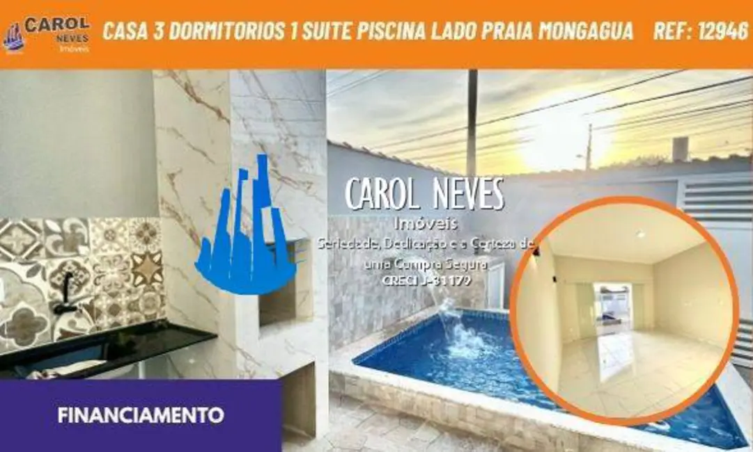 Foto 1 de Casa com 3 quartos à venda, 107m2 em Mongagua - SP