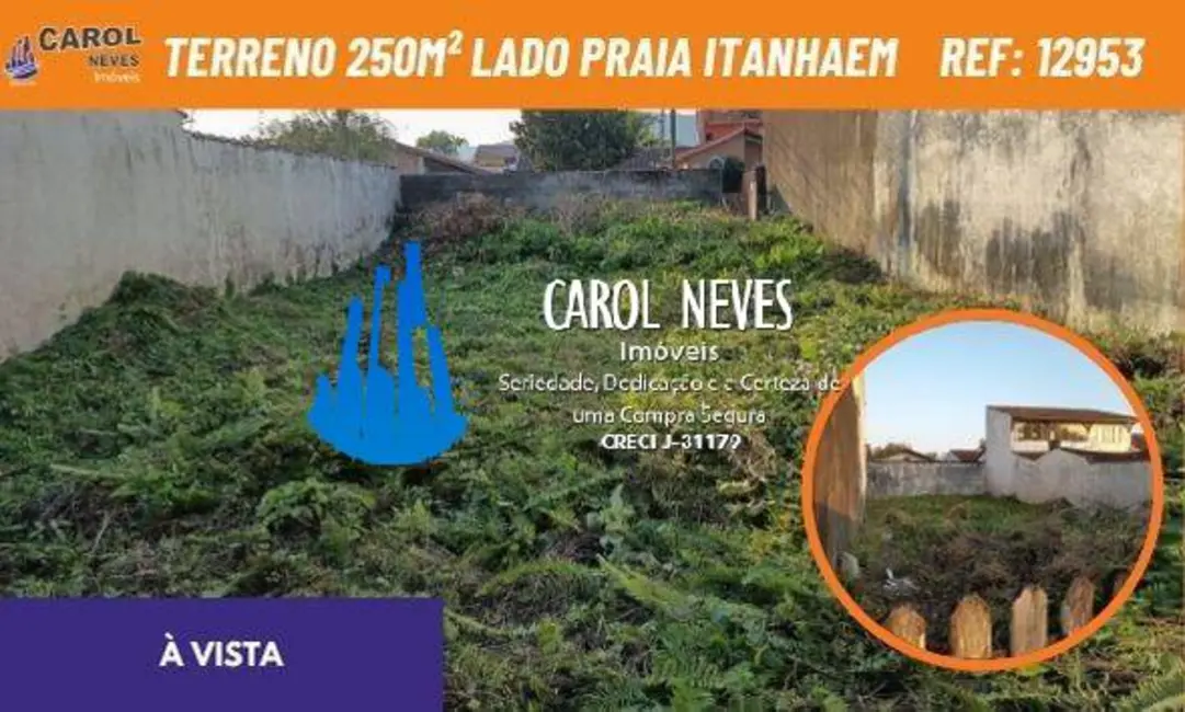 Foto 1 de Terreno / Lote à venda, 250m2 em Itanhaem - SP