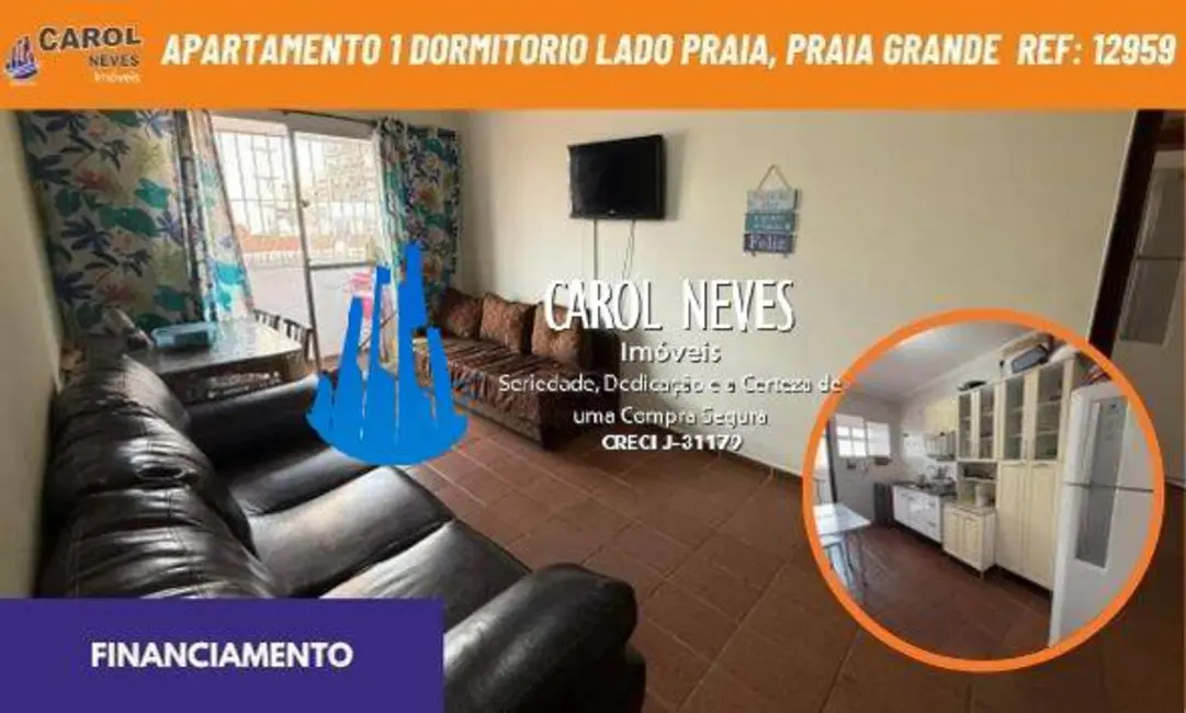 Foto 1 de Apartamento com 1 quarto à venda, 54m2 em Tupi, Praia Grande - SP