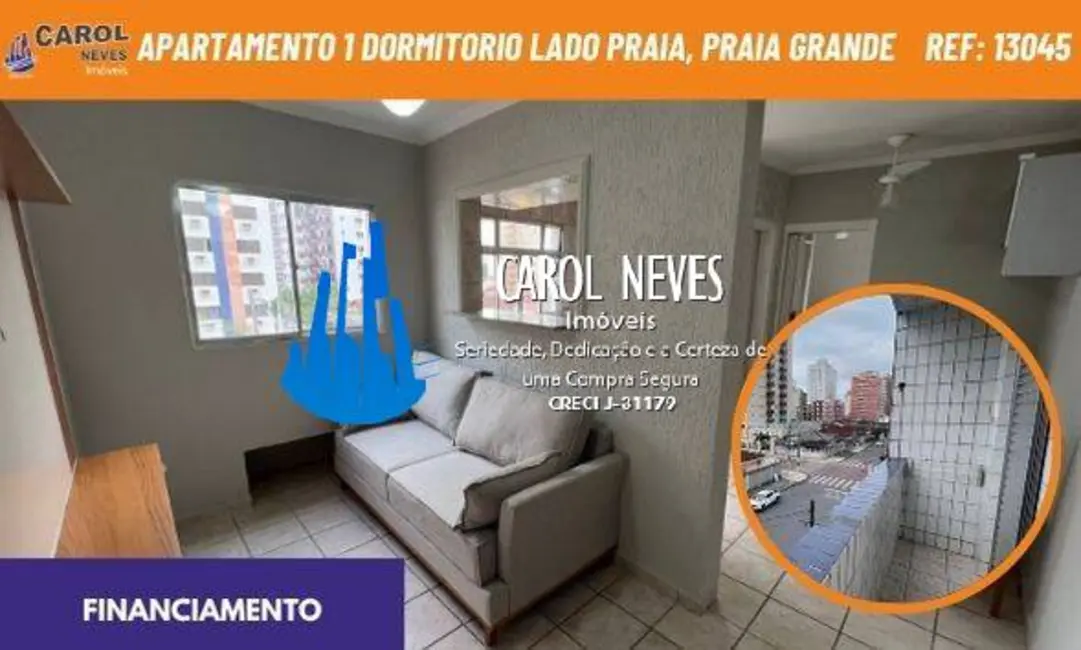 Foto 1 de Apartamento com 1 quarto à venda, 41m2 em Tupi, Praia Grande - SP