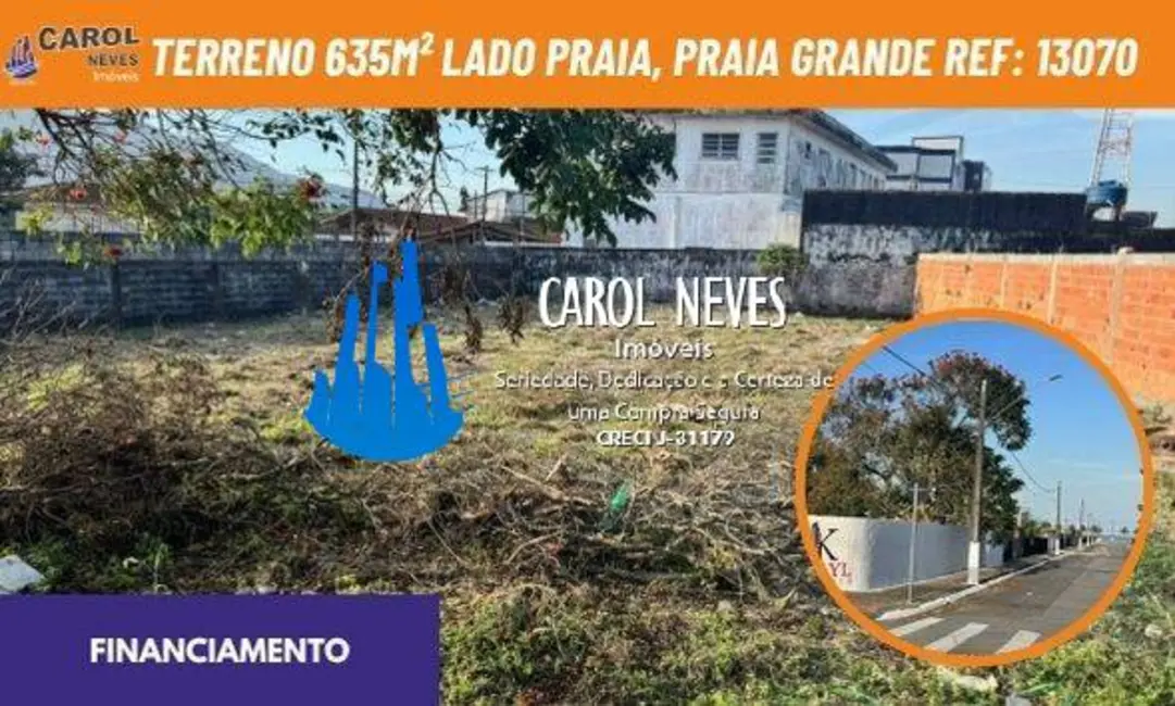 Foto 1 de Terreno / Lote à venda, 636m2 em Solemar, Praia Grande - SP
