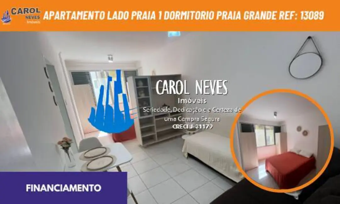 Foto 1 de Apartamento com 1 quarto à venda, 39m2 em Guilhermina, Praia Grande - SP