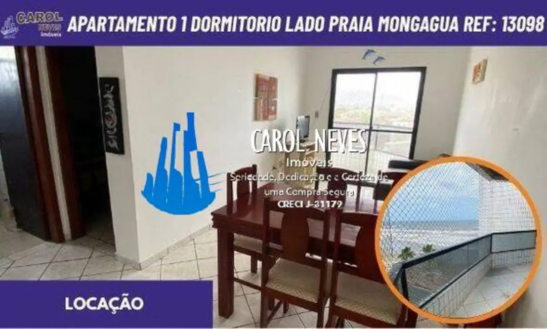 Foto 1 de Apartamento com 1 quarto para alugar, 60m2 em Mongagua - SP