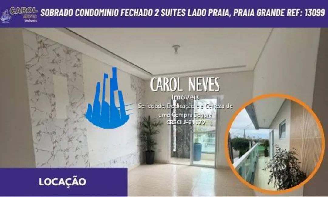 Foto 1 de Sobrado com 2 quartos para alugar, 65m2 em Real, Praia Grande - SP