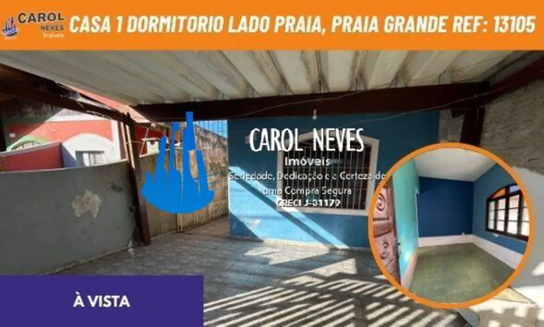 Foto 1 de Casa com 1 quarto à venda, 71m2 em Maracanã, Praia Grande - SP