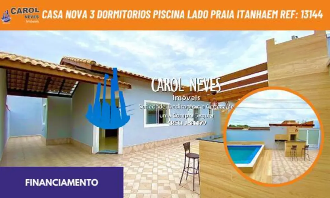 Foto 1 de Casa com 3 quartos à venda, 73m2 em Itanhaem - SP