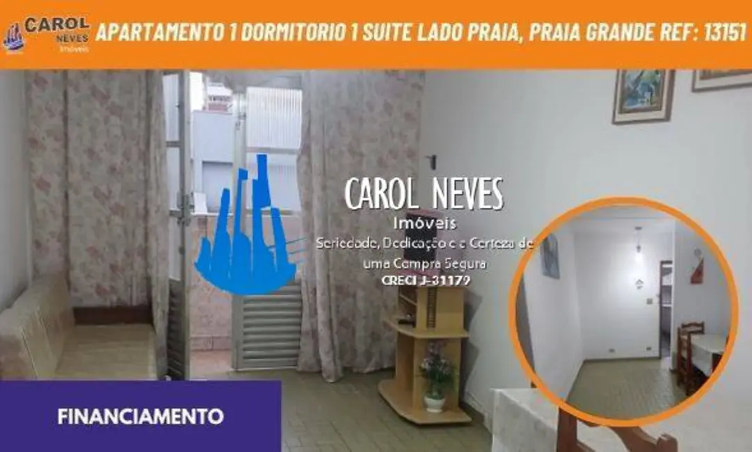Foto 1 de Apartamento com 1 quarto à venda, 44m2 em Caiçara, Praia Grande - SP