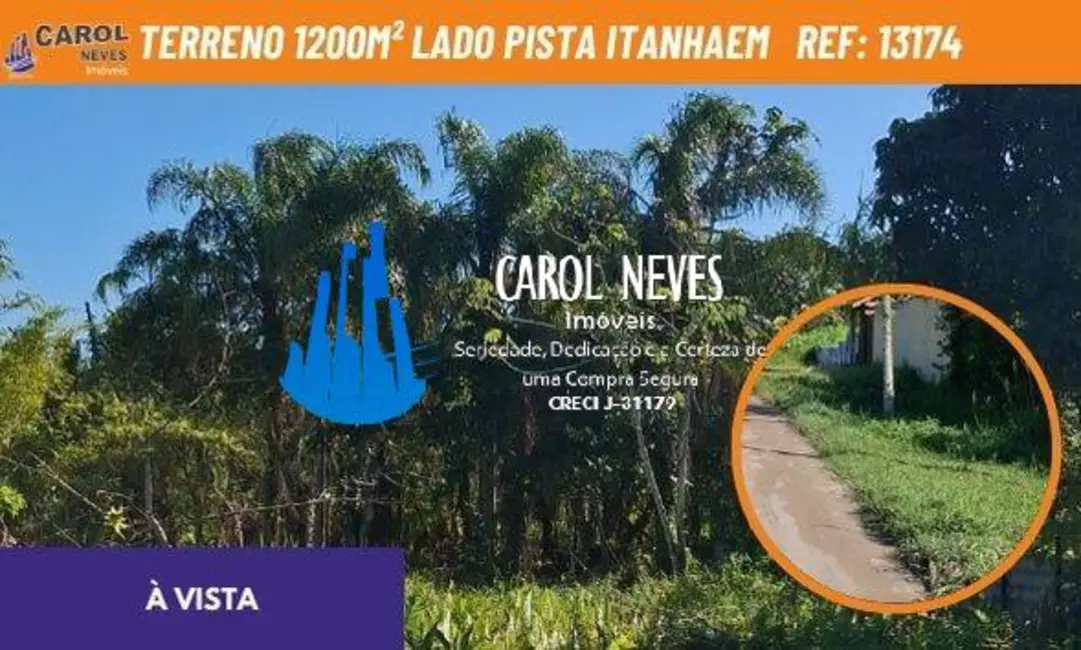 Foto 1 de Terreno / Lote à venda, 1200m2 em Itanhaem - SP
