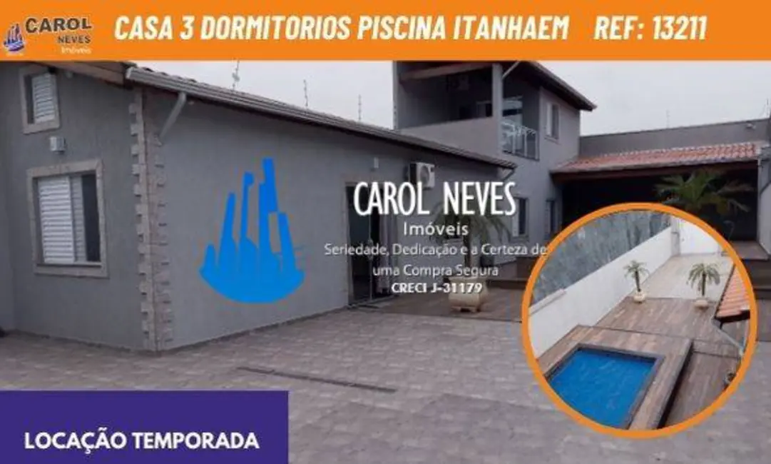 Foto 1 de Casa com 3 quartos à venda e para alugar, 80m2 em Itanhaem - SP