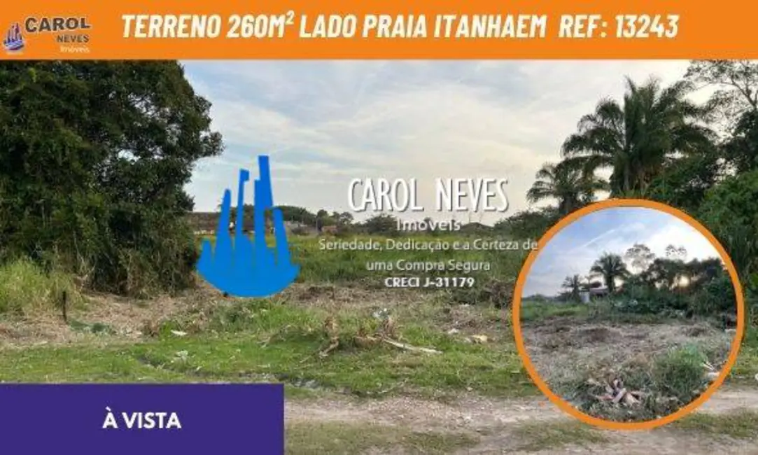 Foto 1 de Terreno / Lote à venda, 260m2 em Itanhaem - SP