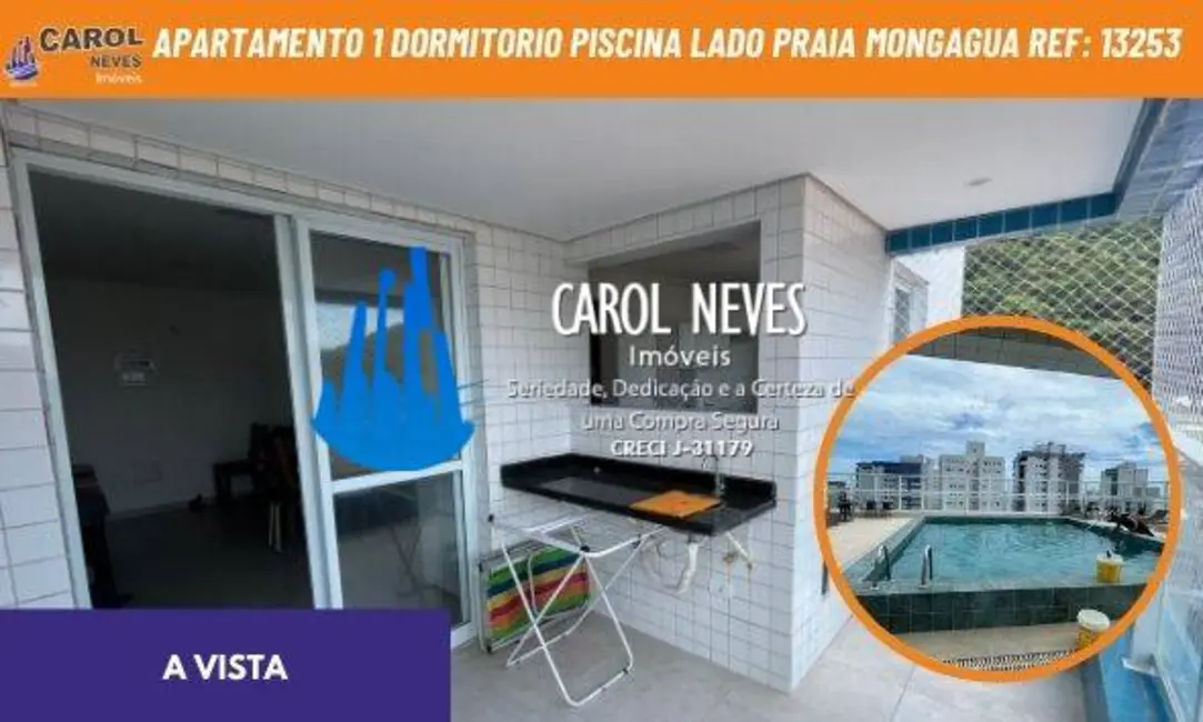 Foto 1 de Apartamento com 1 quarto à venda, 48m2 em Centro, Mongagua - SP