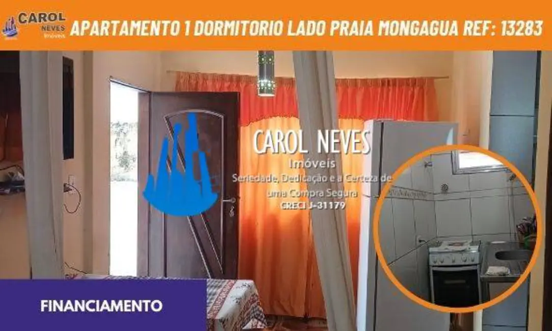 Foto 1 de Apartamento com 1 quarto à venda, 36m2 em Centro, Mongagua - SP