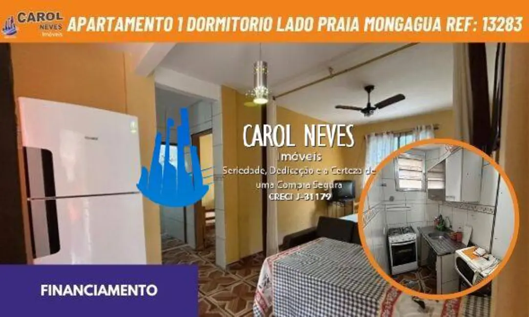 Foto 1 de Apartamento com 1 quarto à venda, 36m2 em Centro, Mongagua - SP