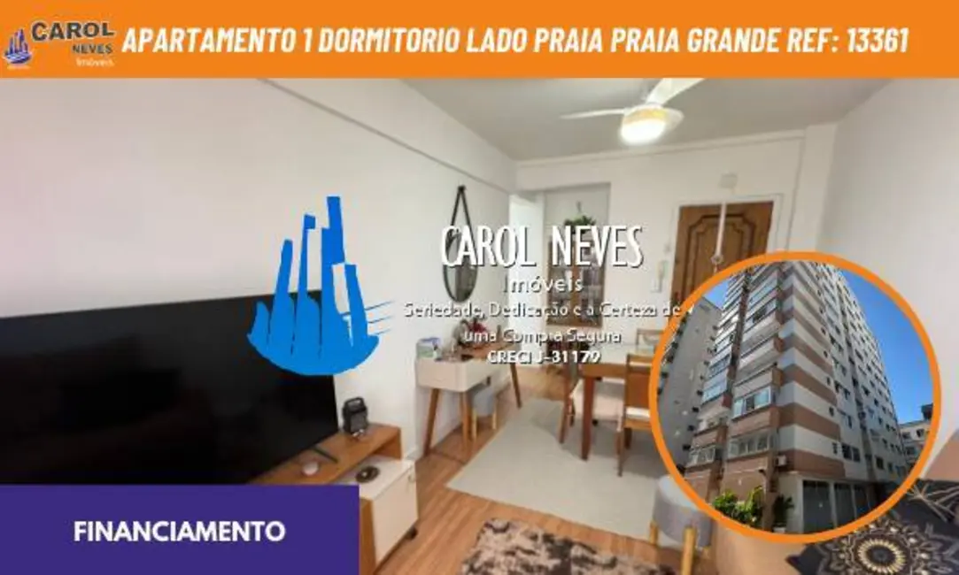 Foto 1 de Apartamento com 1 quarto à venda, 57m2 em Boqueirão, Praia Grande - SP