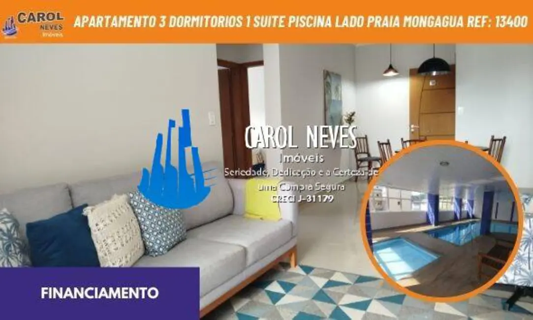 Foto 1 de Apartamento com 3 quartos à venda, 70m2 em Centro, Mongagua - SP