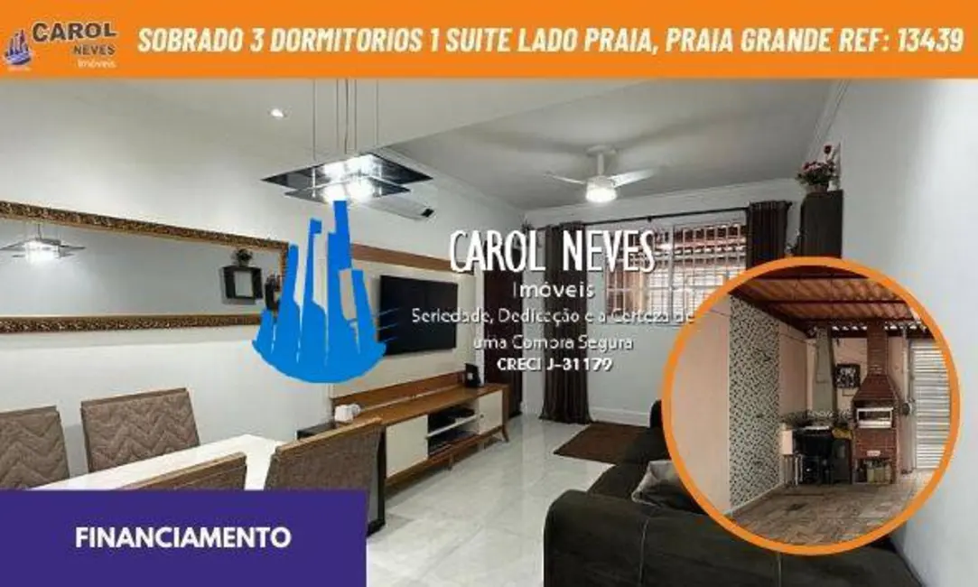 Foto 1 de Sobrado com 3 quartos à venda, 89m2 em Canto do Forte, Praia Grande - SP