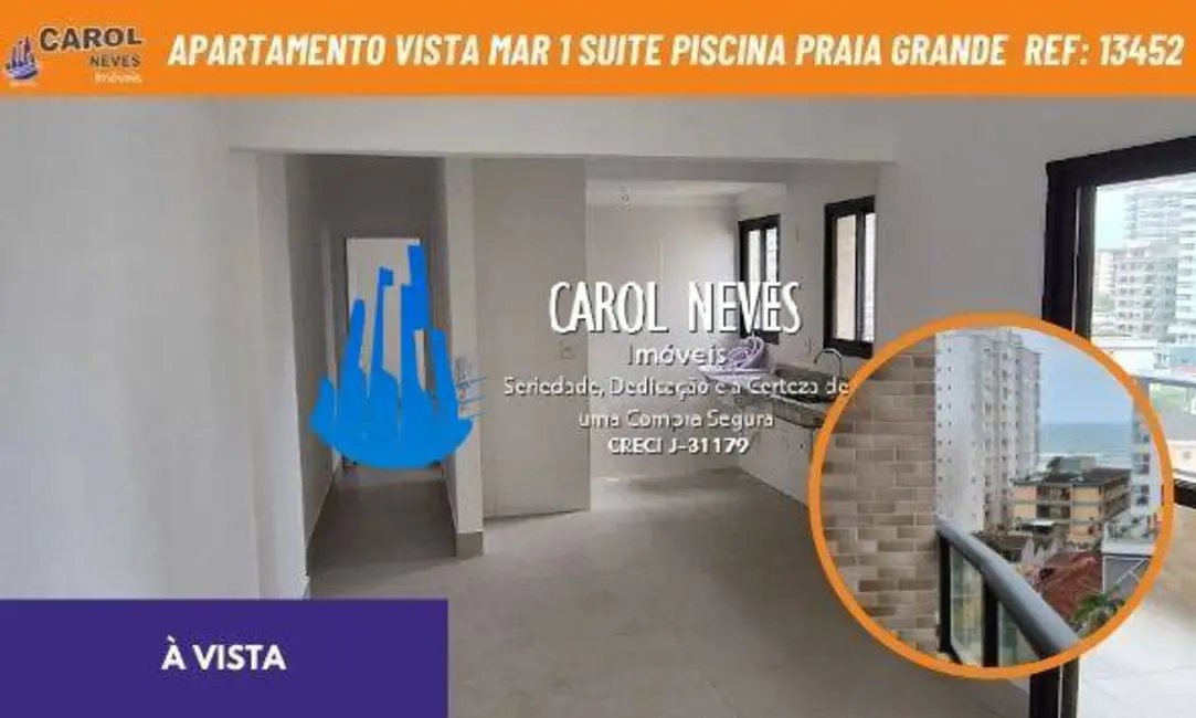 Foto 1 de Apartamento com 1 quarto à venda, 57m2 em Caiçara, Praia Grande - SP
