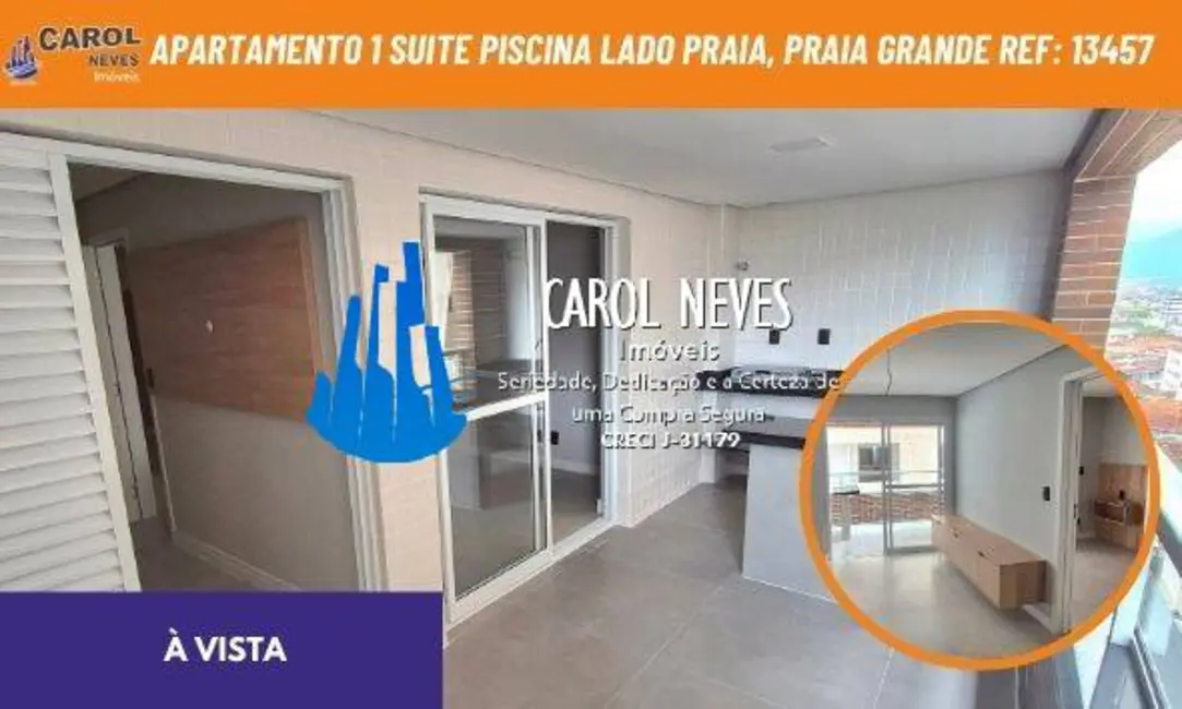 Foto 1 de Apartamento com 1 quarto à venda, 55m2 em Caiçara, Praia Grande - SP
