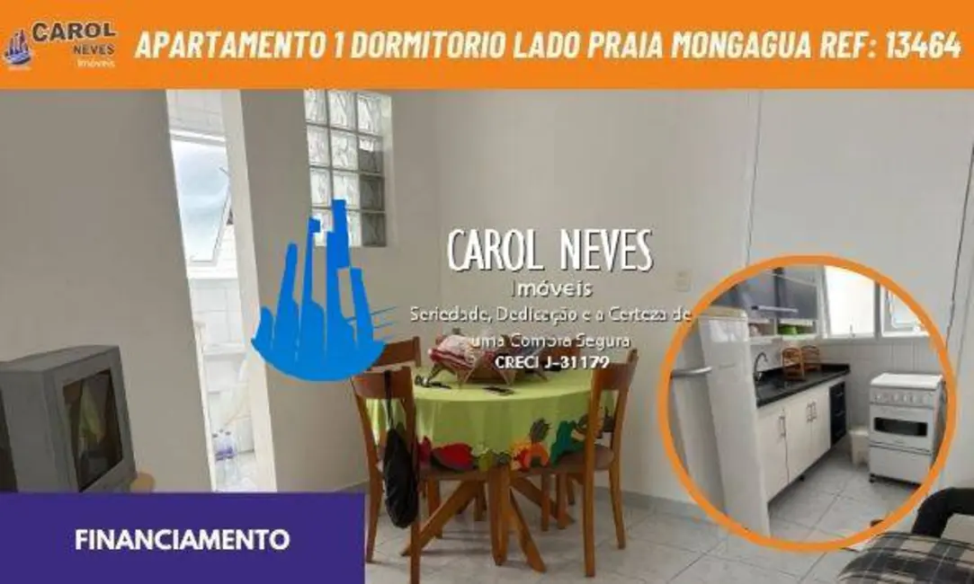 Foto 1 de Apartamento com 1 quarto à venda, 39m2 em Mongagua - SP