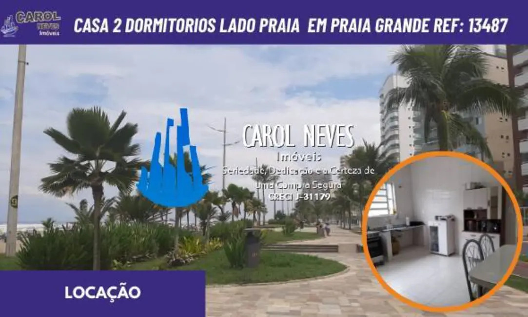 Foto 1 de Casa com 2 quartos para alugar, 82m2 em Maracanã, Praia Grande - SP