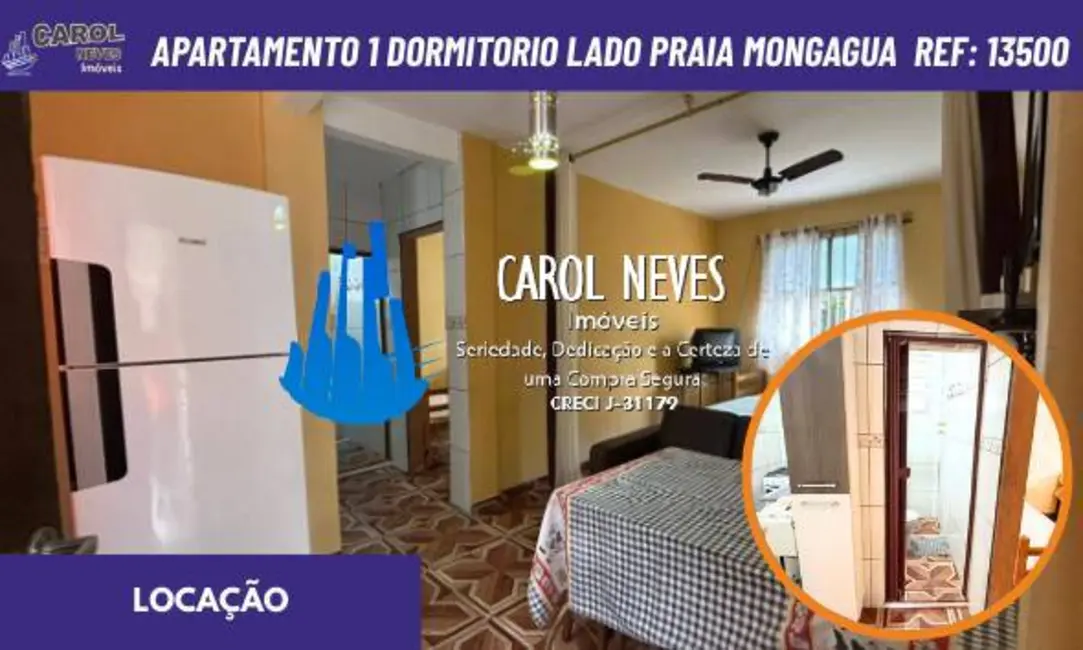 Foto 1 de Apartamento com 1 quarto para alugar, 36m2 em Centro, Mongagua - SP