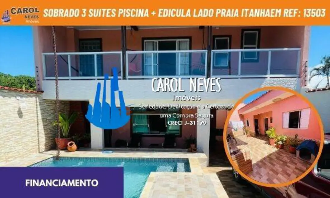 Foto 1 de Sobrado com 3 quartos à venda, 200m2 em Itanhaem - SP