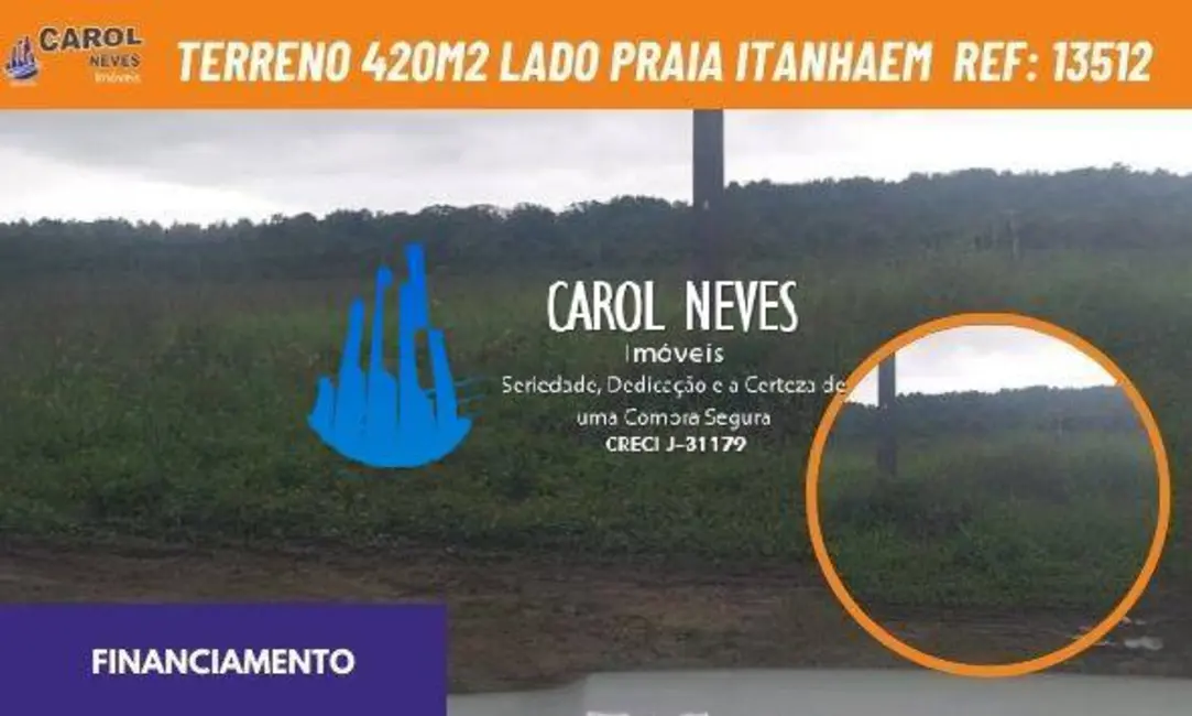 Foto 1 de Terreno / Lote à venda, 420m2 em Itanhaem - SP