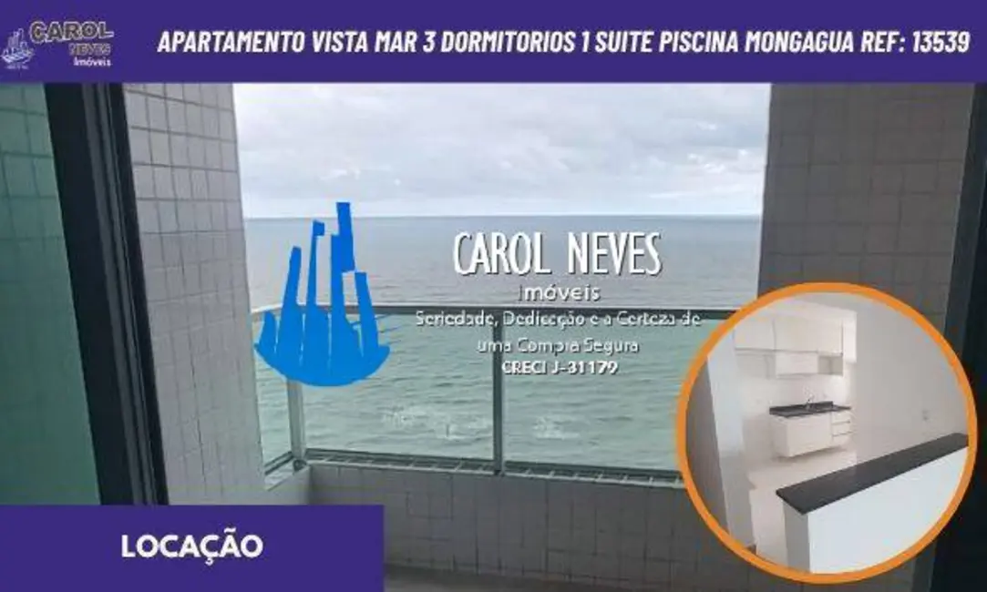 Foto 1 de Apartamento com 3 quartos para alugar em Mongagua - SP