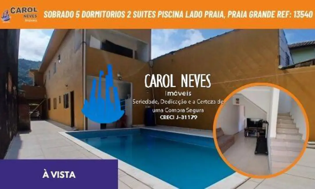 Foto 1 de Sobrado com 5 quartos à venda, 180m2 em Mirim, Praia Grande - SP