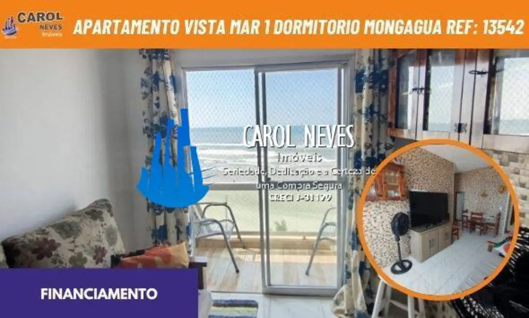 Foto 1 de Apartamento com 1 quarto à venda, 50m2 em Mongagua - SP