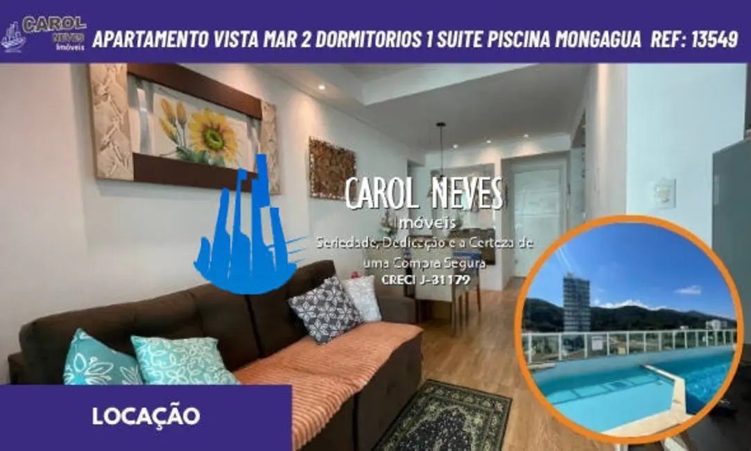 Foto 1 de Apartamento com 2 quartos para alugar, 76m2 em Centro, Mongagua - SP