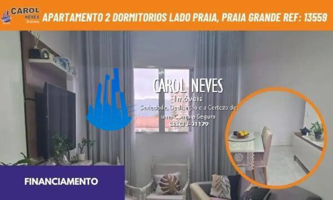 Foto 1 de Apartamento com 2 quartos à venda, 70m2 em Ocian, Praia Grande - SP