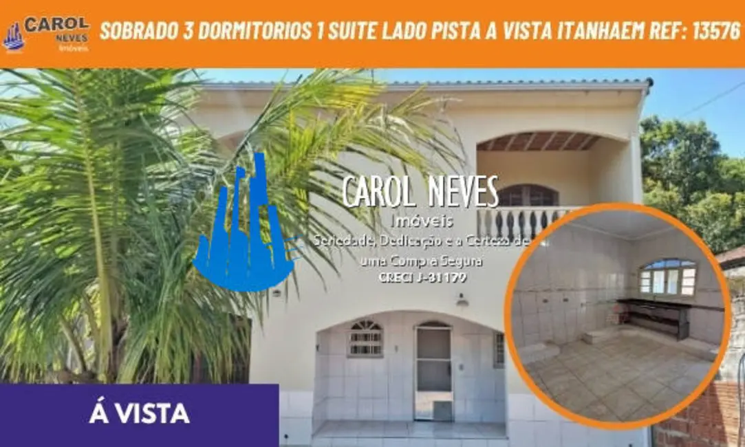 Foto 1 de Sobrado com 3 quartos à venda, 129m2 em Itanhaem - SP