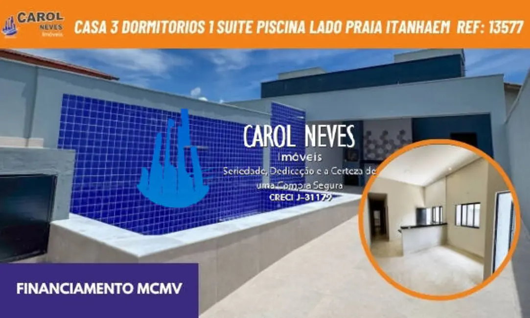 Foto 1 de Casa com 3 quartos à venda, 87m2 em Itanhaem - SP
