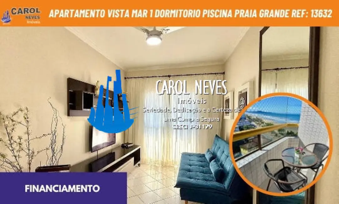 Foto 1 de Apartamento com 1 quarto à venda, 54m2 em Mirim, Praia Grande - SP