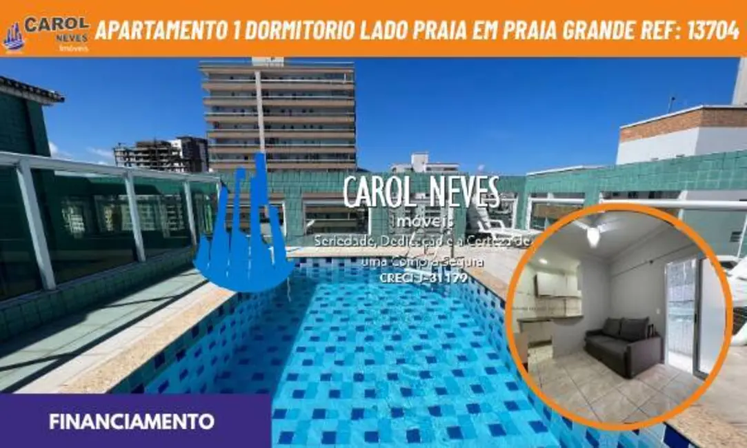 Foto 1 de Apartamento com 1 quarto à venda, 32m2 em Boqueirão, Praia Grande - SP